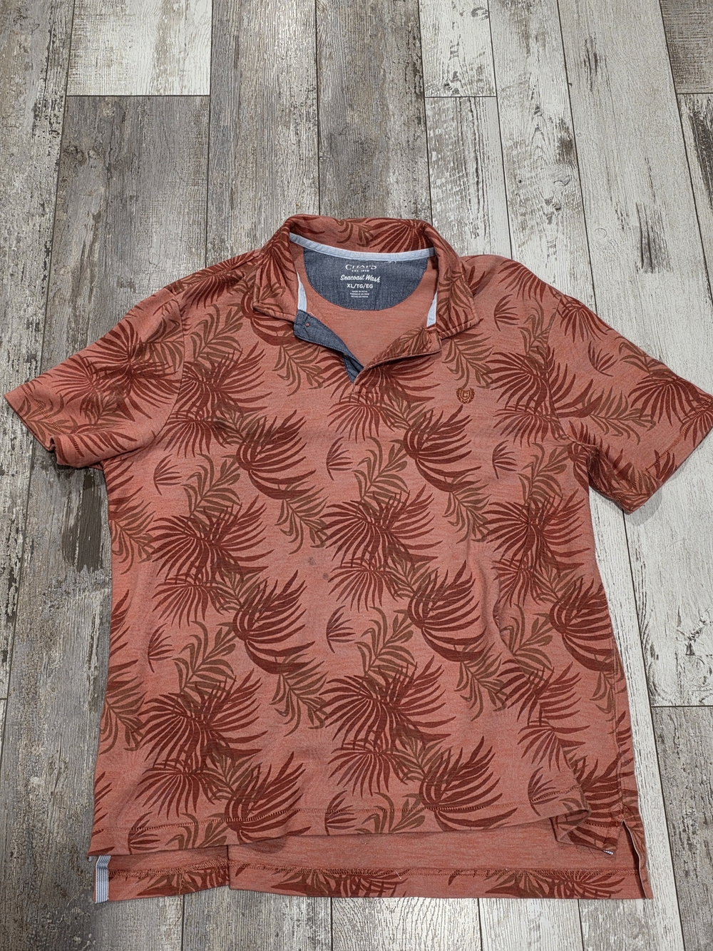 XL Men's Chaps Seacoast Wash Tropical Polo Shirt Floral Red Cotton Blend